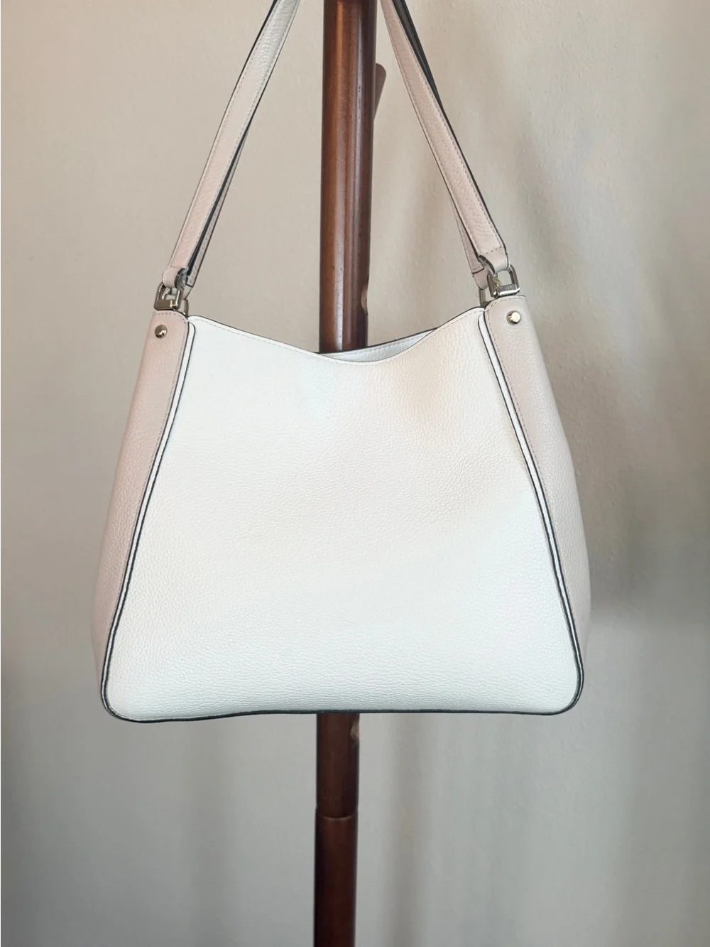 Kate Spade New York Cream & Blush Pebbled Leather Hobo Bag